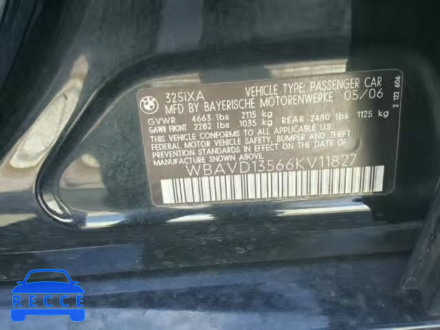 2006 BMW 325 XI WBAVD13566KV11827 image 9