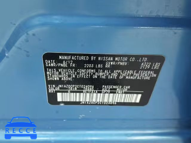 2012 NISSAN LEAF JN1AZ0CP2CT024096 зображення 9