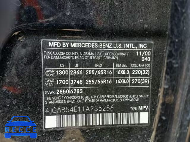 2001 MERCEDES-BENZ ML 320 4JGAB54E11A235256 image 9