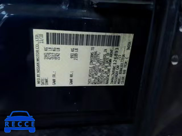 2011 NISSAN ALTIMA BAS 1N4AL2APXBC126893 зображення 9