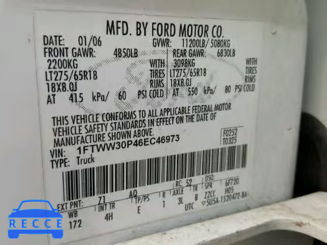 2006 FORD F350 SRW S 1FTWW30P46EC46973 image 9