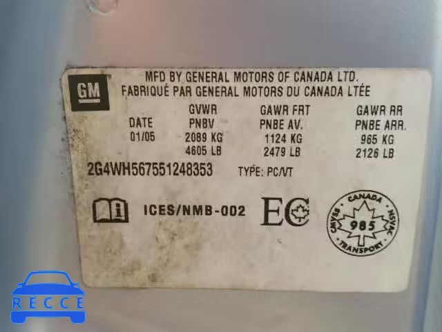 2005 BUICK ALLURE CXS 2G4WH567551248353 image 9