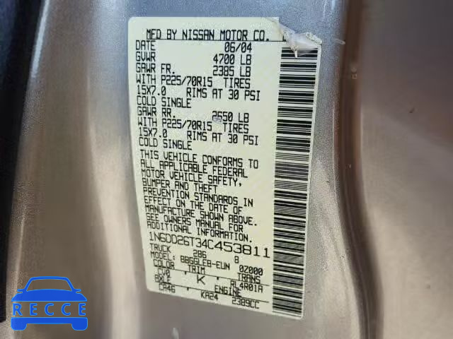 2004 NISSAN FRONTIER K 1N6DD26T34C453811 зображення 9