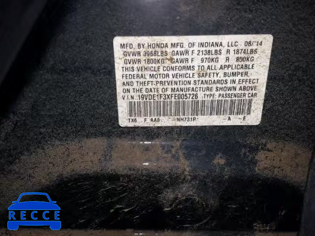 2015 ACURA ILX 19VDE1F3XFE005726 image 9