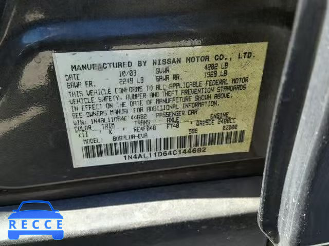 2004 NISSAN ALTIMA BAS 1N4AL11D64C144682 зображення 9