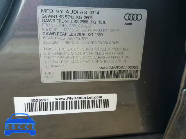2014 AUDI Q5 TDI WA1CMAFPXEA103353 зображення 9