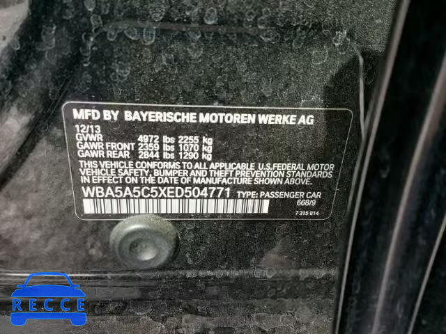 2014 BMW 528 I WBA5A5C5XED504771 image 9