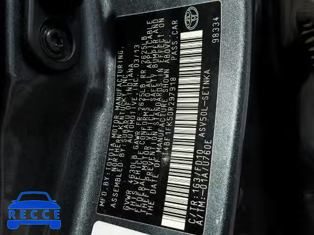 2013 TOYOTA CAMRY L 4T4BF1FK5DR297918 image 9
