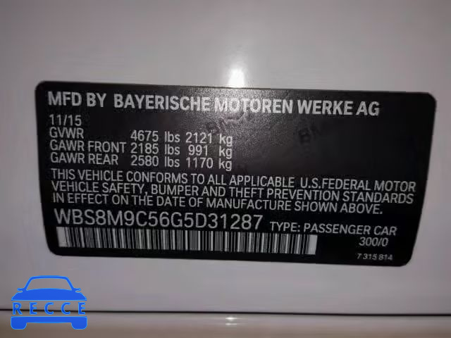 2016 BMW M3 WBS8M9C56G5D31287 зображення 9