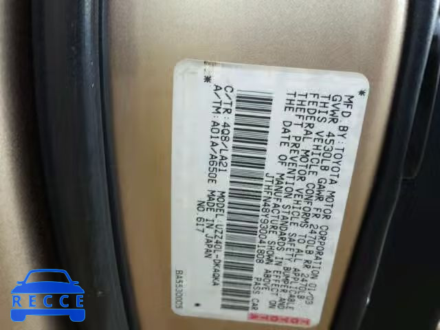 2003 LEXUS SC JTHFN48Y930041808 image 9
