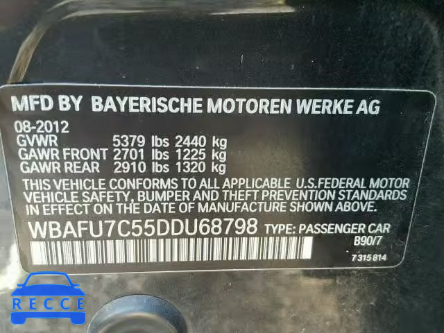 2013 BMW 535 XI WBAFU7C55DDU68798 зображення 9