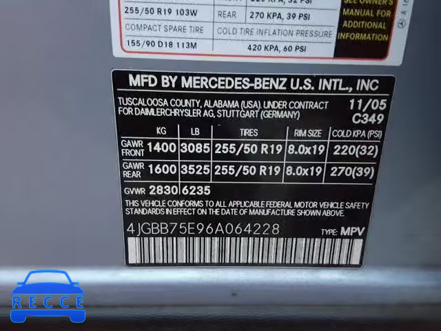 2006 MERCEDES-BENZ ML 500 4JGBB75E96A064228 image 9