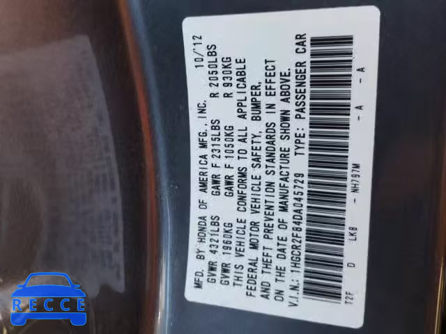 2013 HONDA ACCORD EXL 1HGCR2F84DA045729 зображення 9