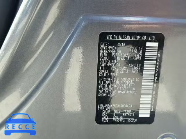 2017 NISSAN ARMADA SV JN8AY2ND3H9000493 image 9