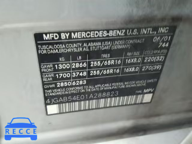 2001 MERCEDES-BENZ ML 320 4JGAB54E01A288823 image 9