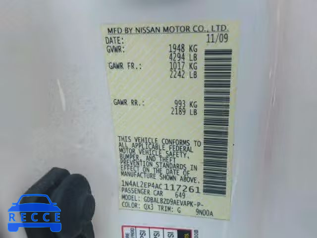 2010 NISSAN ALTIMA S 1N4AL2EP4AC117261 image 9