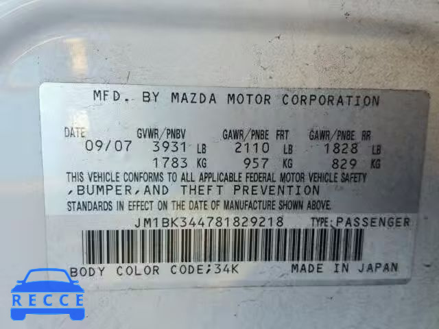 2008 MAZDA 3 HATCHBAC JM1BK344781829218 image 9