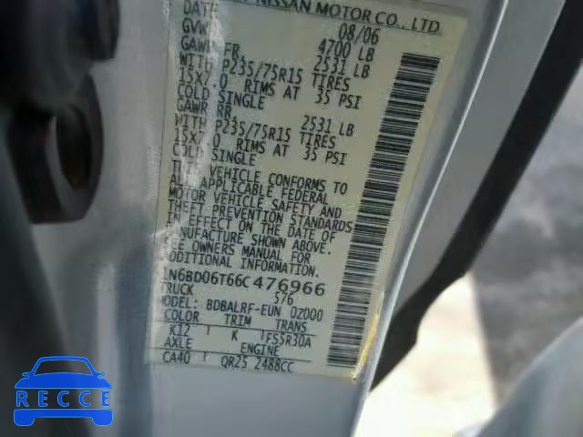 2006 NISSAN FRONTIER K 1N6BD06T66C476966 Bild 9