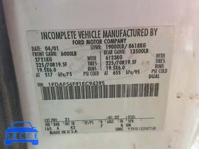 2001 FORD F550 SUPER 1FDAF56F91EC94395 image 9