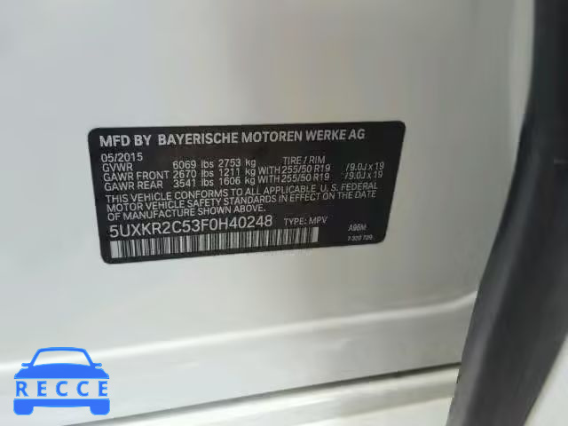 2015 BMW X5 SDRIVE3 5UXKR2C53F0H40248 image 9