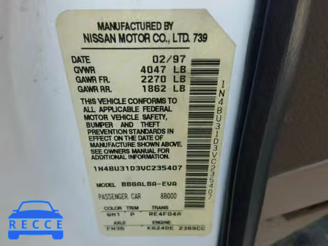 1997 NISSAN ALTIMA XE 1N4BU31D3VC235407 image 9