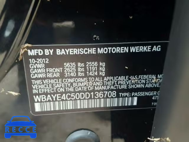2013 BMW 740 WBAYE4C50DD136708 image 9