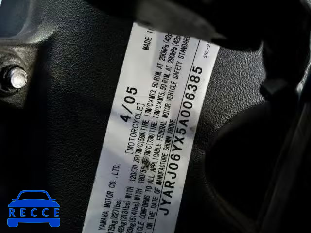 2005 YAMAHA YZFR6 L JYARJ06YX5A006385 image 9
