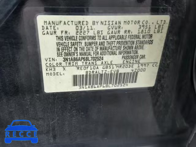 2011 NISSAN SENTRA 2.0 3N1AB6AP6BL702524 image 9