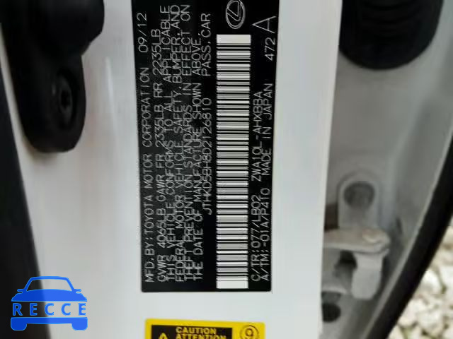 2013 LEXUS CT 200 JTHKD5BH8D2126810 image 9