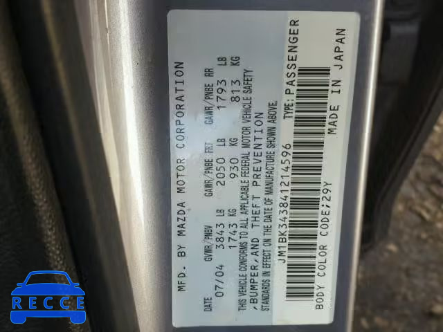 2004 MAZDA 3 HATCHBAC JM1BK343841214596 image 9