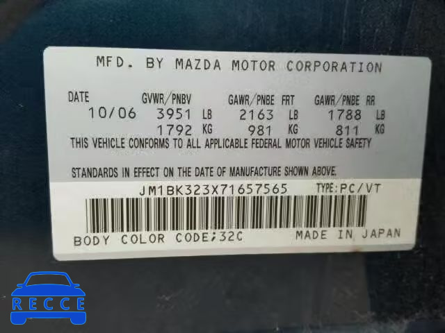 2007 MAZDA 3 S JM1BK323X71657565 image 9