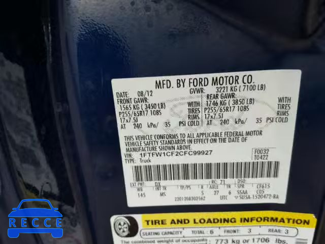 2012 FORD F150 SUPER 1FTFW1CF2CFC99927 image 9