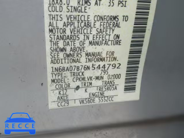 2006 NISSAN TITAN XE 1N6BA07B76N544792 image 9