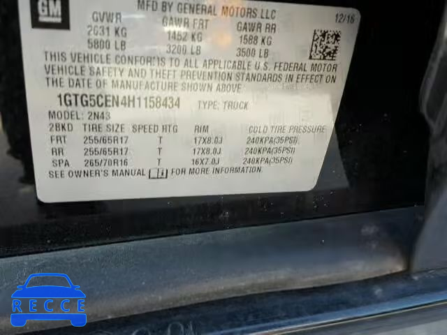 2017 GMC CANYON 1GTG5CEN4H1158434 image 9