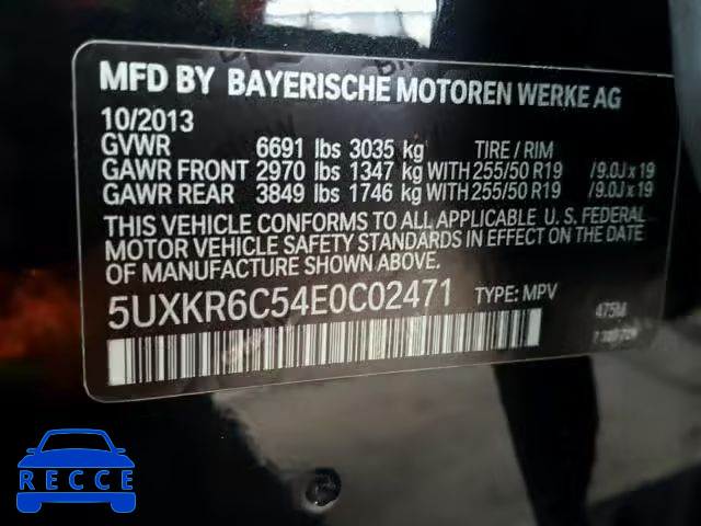 2014 BMW X5 5UXKR6C54E0C02471 image 9