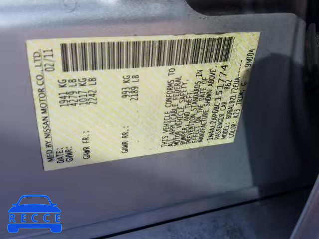 2011 NISSAN ALTIMA BAS 1N4AL2AP6BC151774 image 9