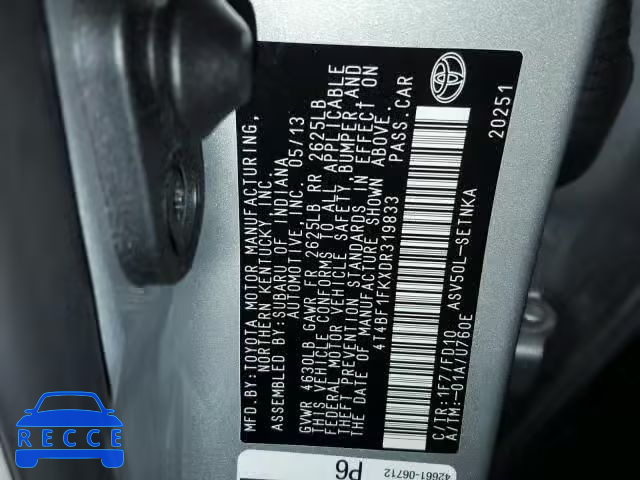 2013 TOYOTA CAMRY L 4T4BF1FKXDR319833 image 9