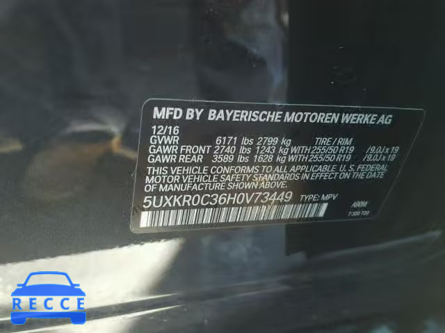 2017 BMW X5 XDRIVE3 5UXKR0C36H0V73449 Bild 9