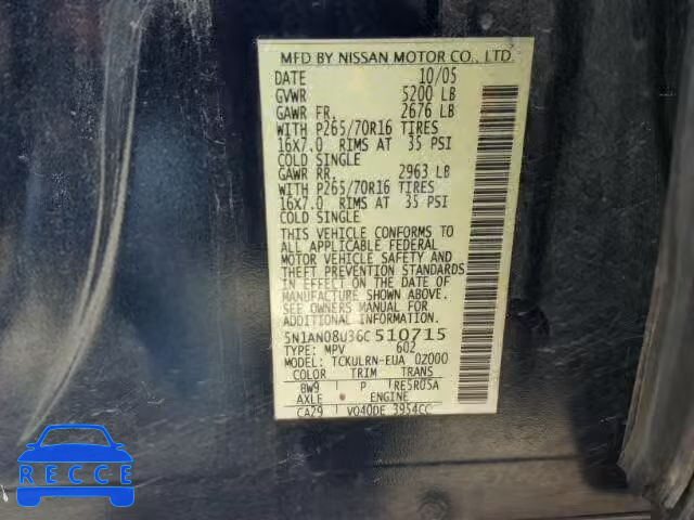 2006 NISSAN XTERRA OFF 5N1AN08U36C510715 image 9