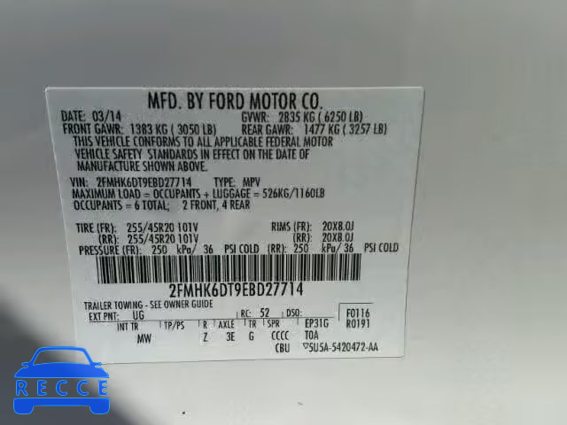 2014 FORD FLEX LIMIT 2FMHK6DT9EBD27714 image 9