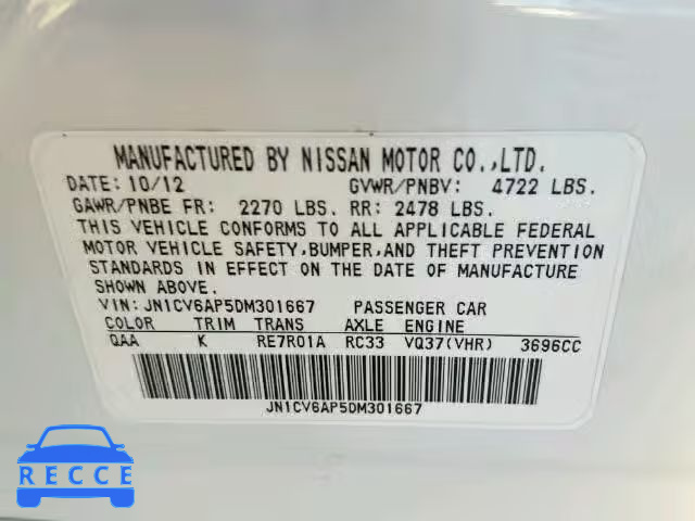 2013 INFINITI G37 BASE JN1CV6AP5DM301667 image 9