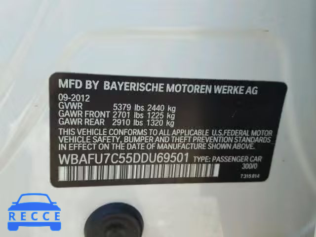 2013 BMW 535 WBAFU7C55DDU69501 зображення 9