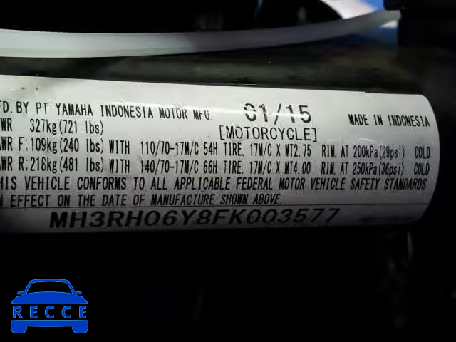 2015 YAMAHA YZFR3 MH3RH06Y8FK003577 image 9