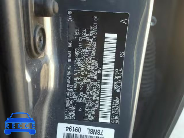 2010 TOYOTA SEQUOIA 5TDJY5G17AS035464 image 9