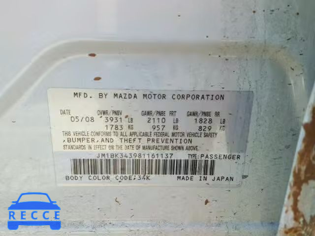 2008 MAZDA 3 HATCHBAC JM1BK343981161137 image 9