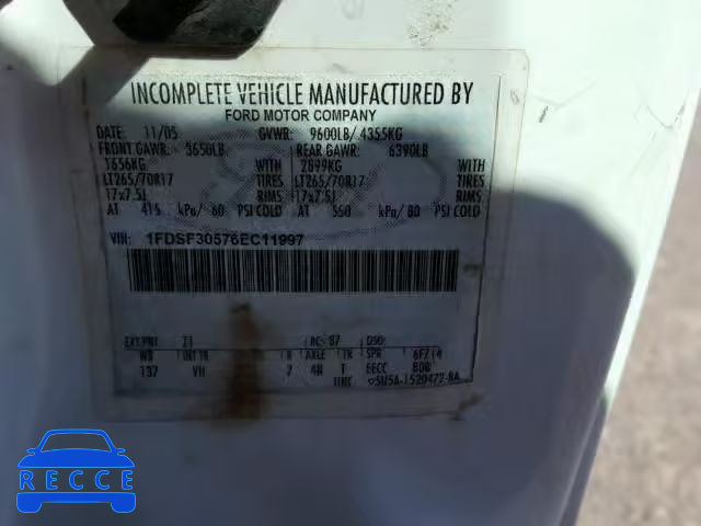 2006 FORD F350 SRW S 1FDSF30576EC11997 image 9