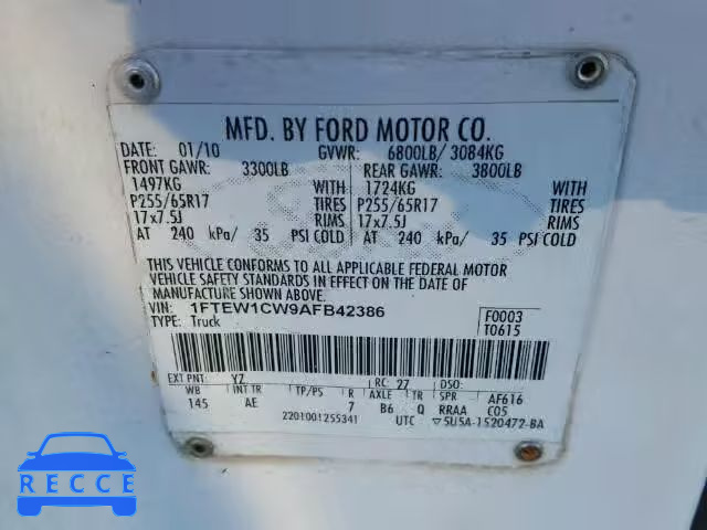 2010 FORD F150 SUPER 1FTEW1CW9AFB42386 image 9