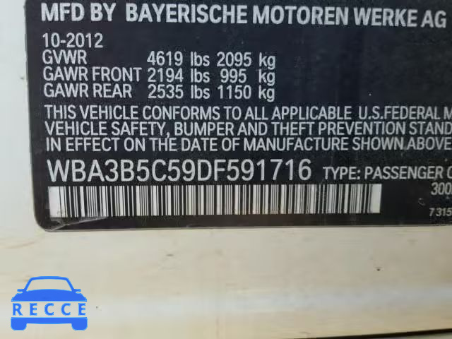 2013 BMW 328 XI SUL WBA3B5C59DF591716 зображення 9