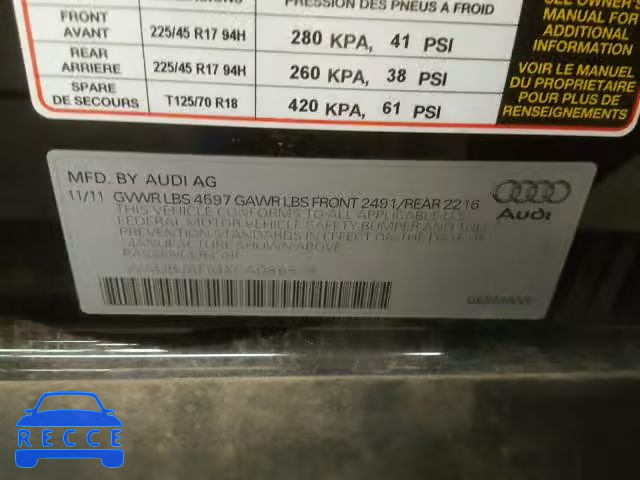 2012 AUDI A3 WAUBJAFMXCA086578 Bild 9