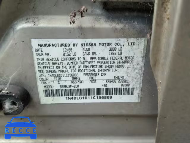 2001 NISSAN ALTIMA XE 1N4DL01D11C156869 image 9